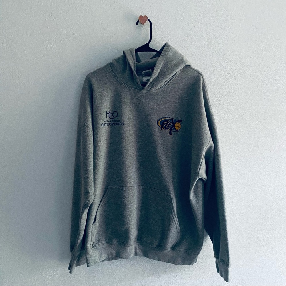 Gildan MCO gray hoodie sweatshirt